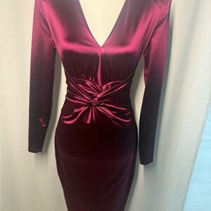 Express Deep Red Long Sleeve Dress